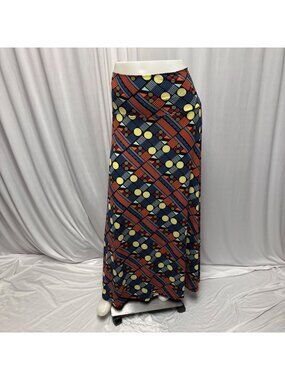 LulaRoe Maxi Skirt Womens Size 2XL Colorful Blue Orange Yellow Geometric Stretch